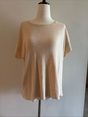 Women's Cream Short-Sleeve Knit Top